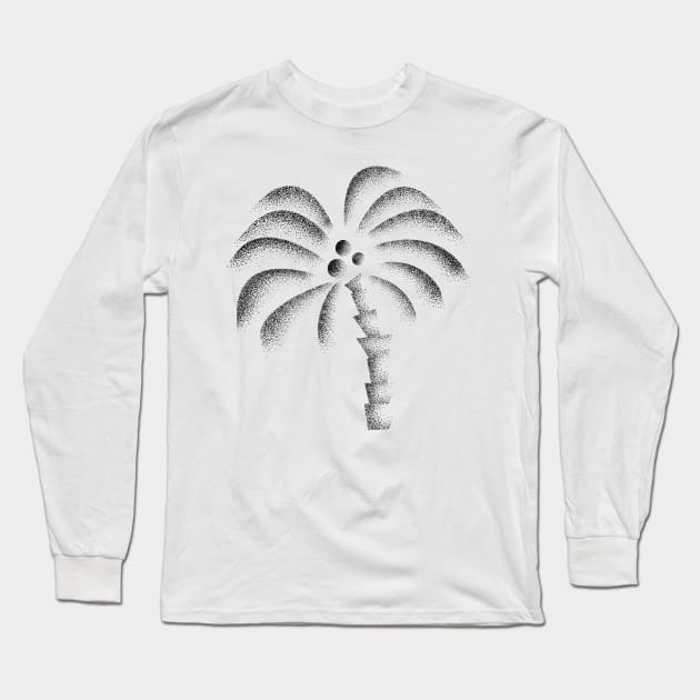 Pointillism palm tree Long Sleeve T-Shirt by JDP Designs